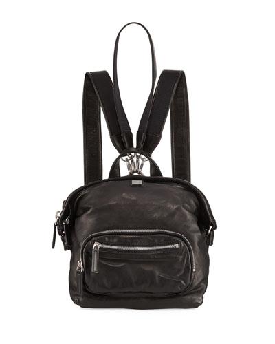 Transformer Small Leather Backpack, Black