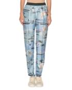 Palm-tree Print Elastic Slim Pull-on Pants