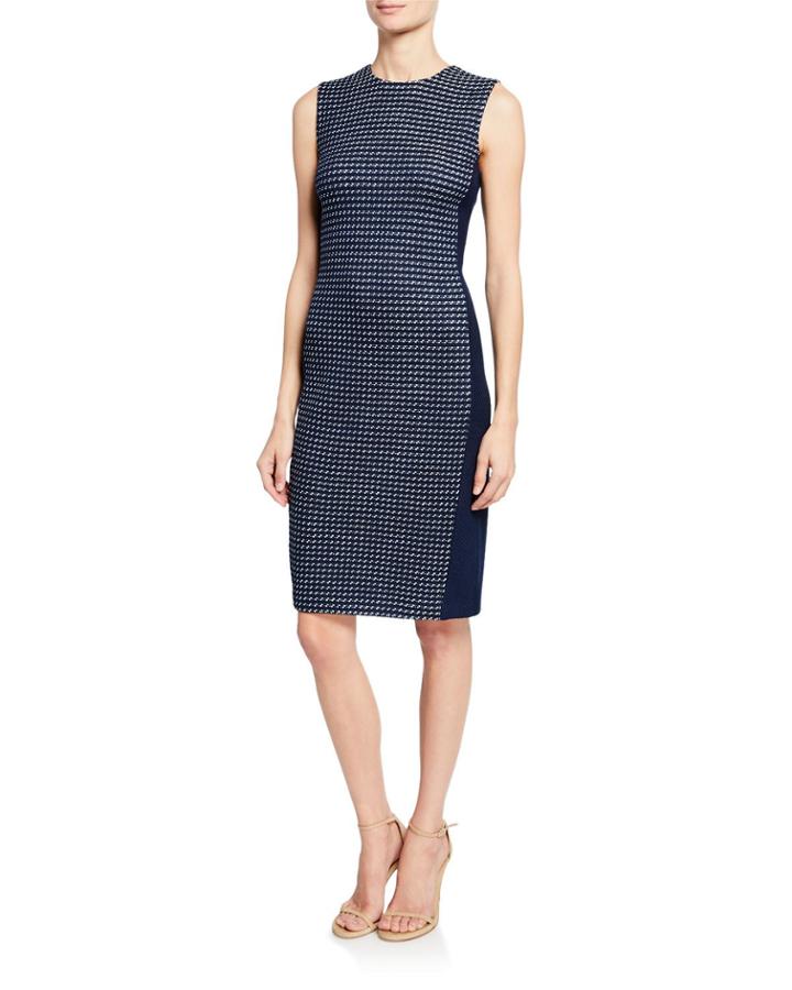 Dotted Tweed Knit Paneled Dress