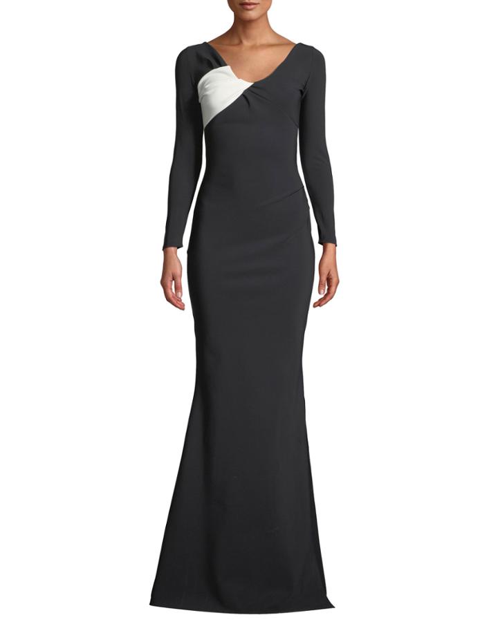 Bilgi Long-sleeve Jersey Colorblock Gown