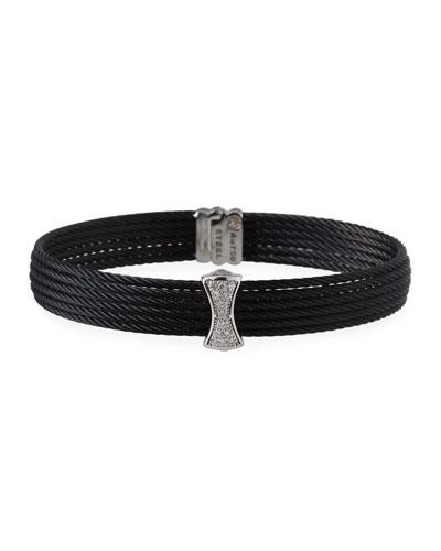 Noir Multi-row Bangle W/ White Diamond Pave, Black