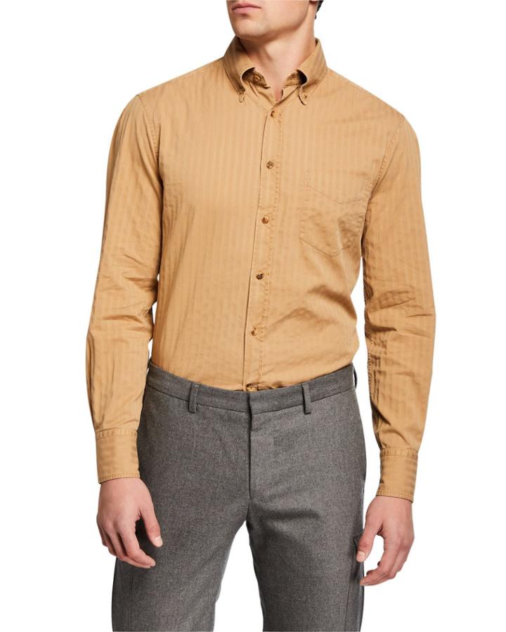 Men's Tonal Stripe Button-down Collar