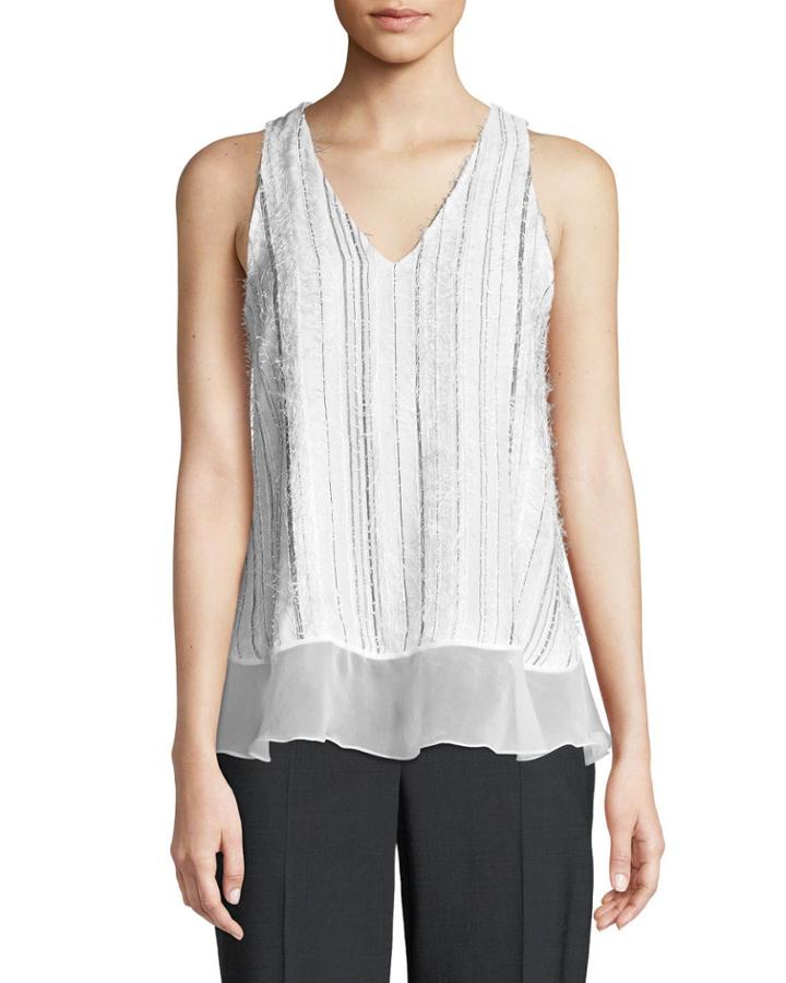 Monili-striped Flounce Hem Tank