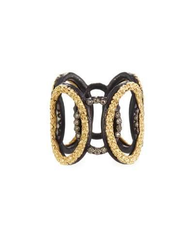 Old World Circle-link Wide Ring W/ Diamonds