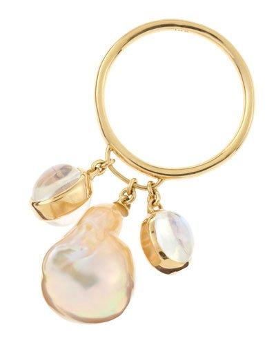 Moonstone And Freshwater Pearl Ring