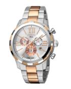 Men's 44mm Faceted Watch W/ Bracelet, Rose/steel