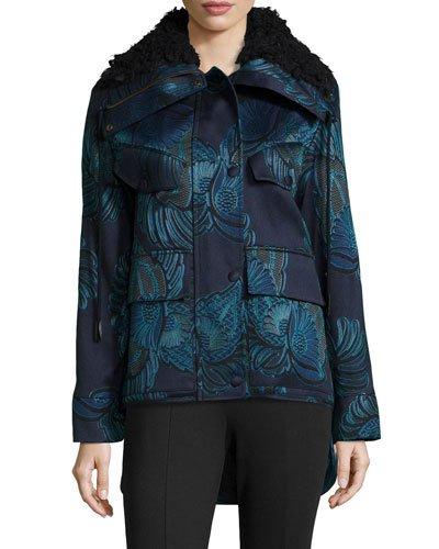 Floral-print Faux-fur Coat