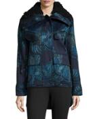 Floral-print Faux-fur Coat