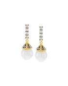 Pearly Pave Crystal Bar Drop Earrings