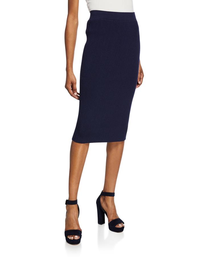 Wool-blend Ribbed Pencil