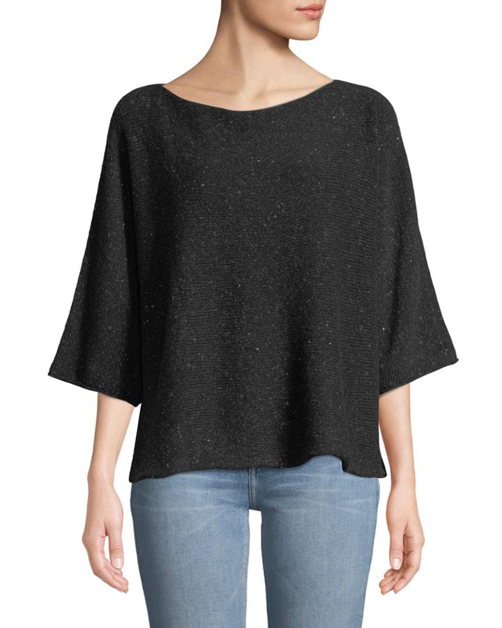 Round-neck Short-sleeve Short Cashmere-blend Knit