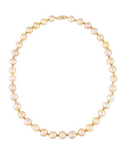 14k Baroque Pink Pearl & Pyrite Necklace