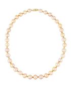 14k Baroque Pink Pearl & Pyrite Necklace
