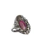 Moonstone, Composite Ruby & Diamond Cocktail Ring,
