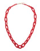 Seed Bead Open Ovals Necklace, Coral