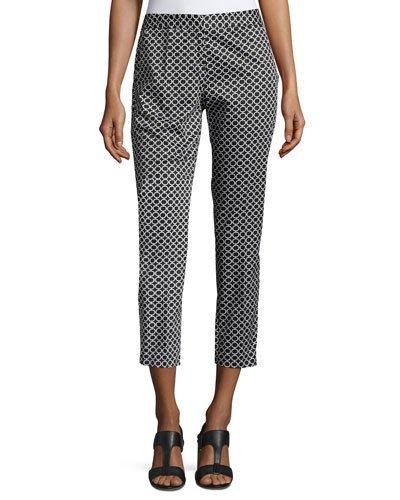 Chain-link Print Skinny Pants, Black/white