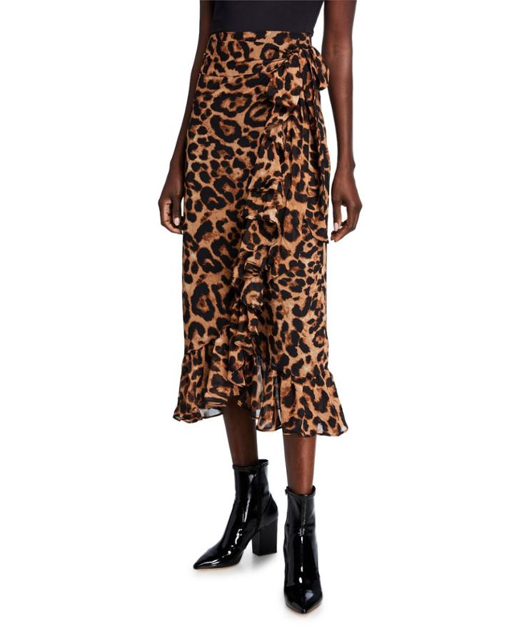 Leopard-print Ruffled Wrap