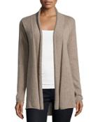 Cashmere Pointelle High-low Cardigan, Tan