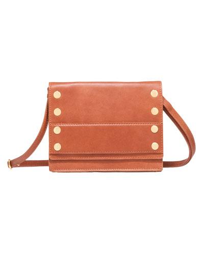 Otis Studded Leather Shoulder Bag, Brown