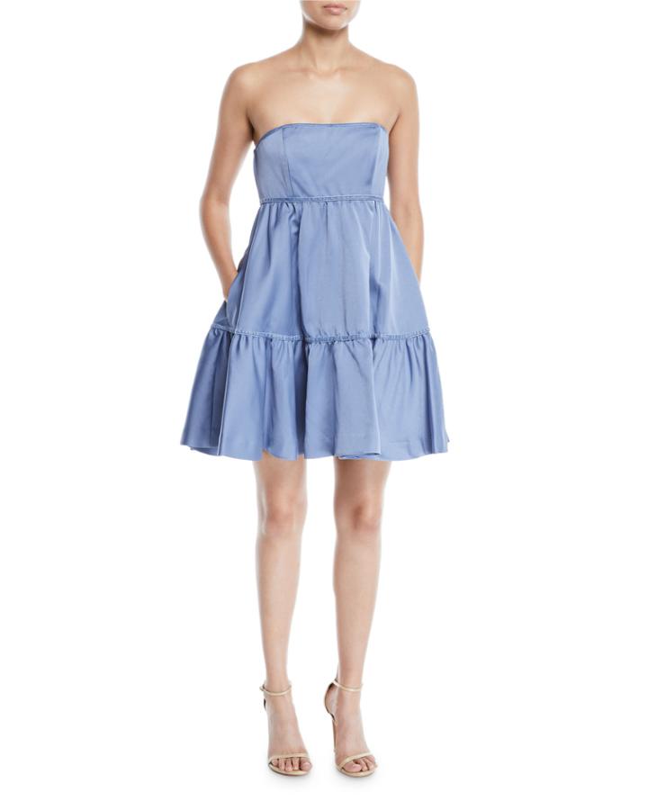 Strapless Tiered Tea-length Dress