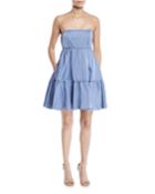 Strapless Tiered Tea-length Dress