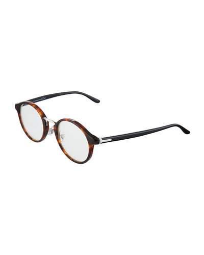 Round Colorblock Optical Frames, Brown/black