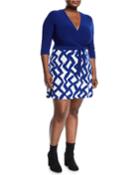 Zigzag Print Wrapped Mini Combo Dress,