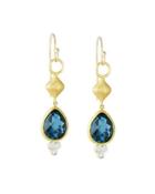 18k London Blue Topaz & Diamond Dangle & Drop Earrings