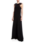 Feather Halter-neck Gown