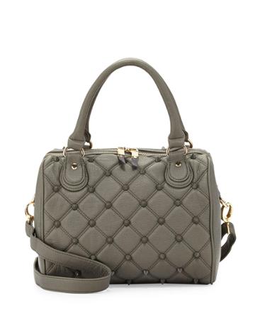 Deux Lux Empress Stud Quilted Faux-leather Duffle Bag, Dove