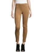 Faux-suede Pull-on Leggings, Vicuna