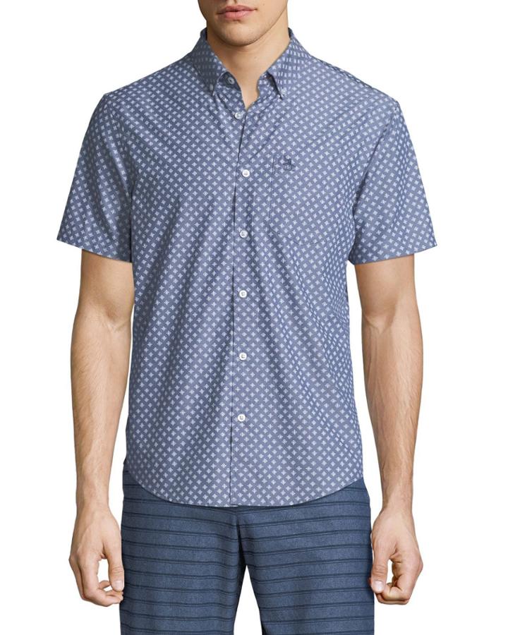 Men's Hand-drawn Geo-print Short-sleeve