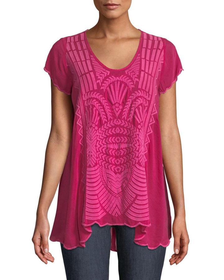 Plus Size Lamonay Short-sleeve Georgette Top