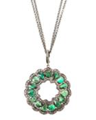 Emerald & Diamond Open Pendant Necklace