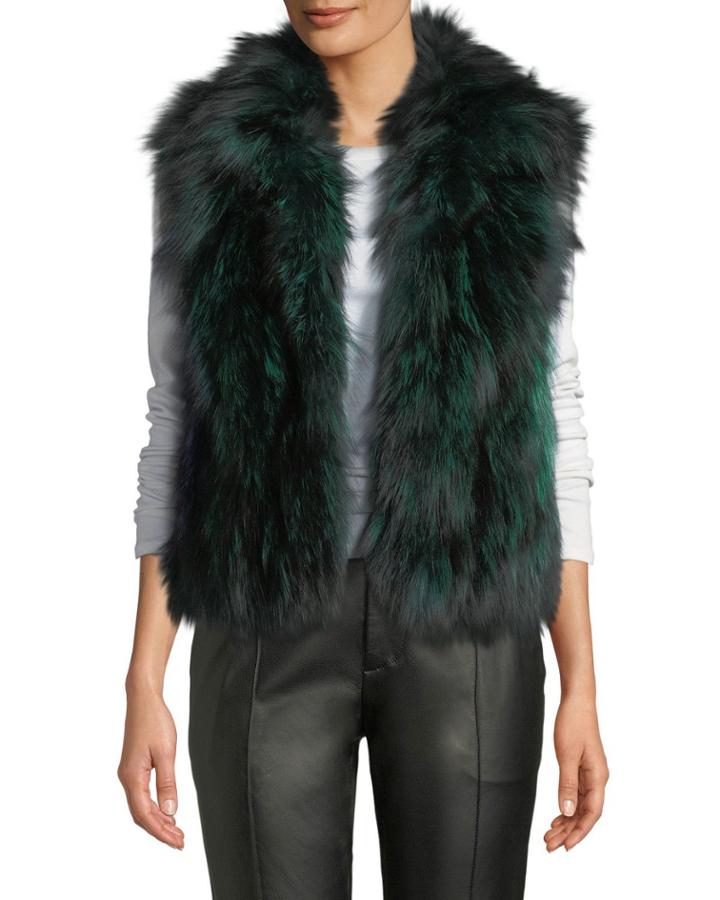 Silver-fox Fur Vest, Emerald