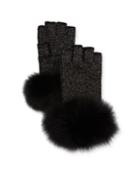 Lurex&reg; Knit Fingerless Gloves W/ Fur Cuffs