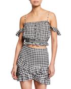 Day Trip Off-the-shoulder Gingham Crop Top