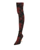 Rose-jacquard Over-the-knee Boot