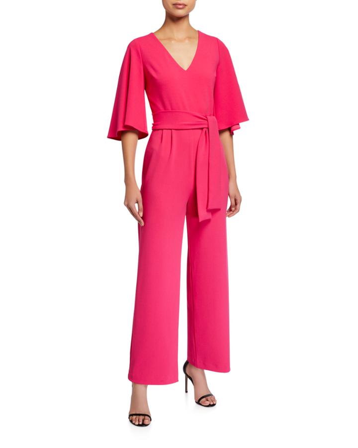 Charlotte Flared-sleeve V-neck Jumpsuit