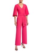 Charlotte Flared-sleeve V-neck Jumpsuit