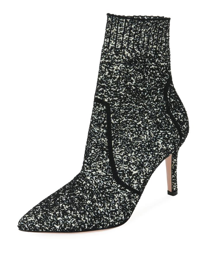 Glitter Boucle Knit Pull-on Booties