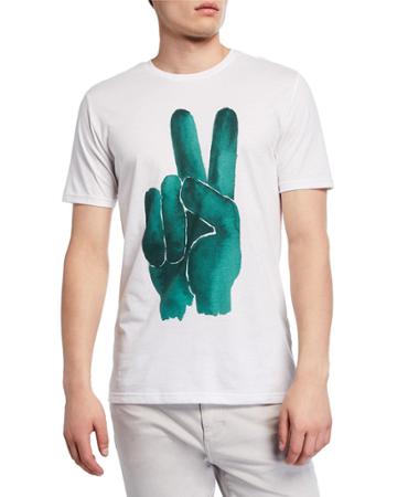 Men's Peace Sign Hand Print Short-sleeve T-shirt