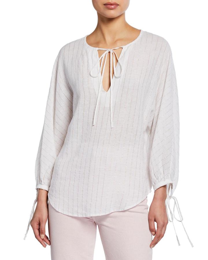 Finn Striped Linen Long-sleeve Top