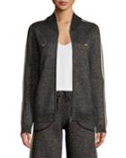 Race Track Zip-up Metallic Track Jacket W/