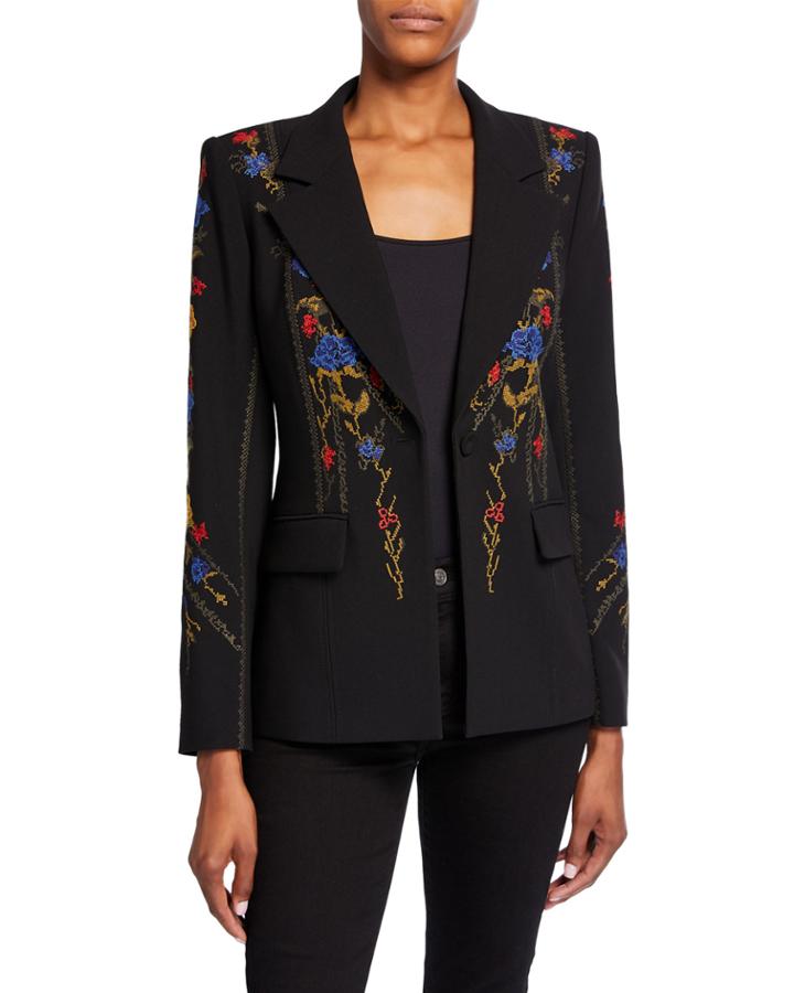 Carolyn One-button Crepe Jacket