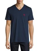 Lindon Cotton V-neck T-shirt, Navy