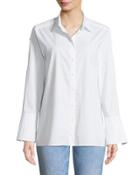 Bell-sleeve Button-front Blouse