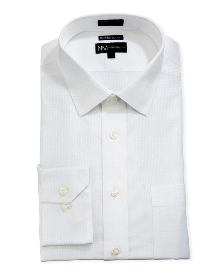 Men's Classic-fit Tonal Dash Dress Shirt W/ Pocket