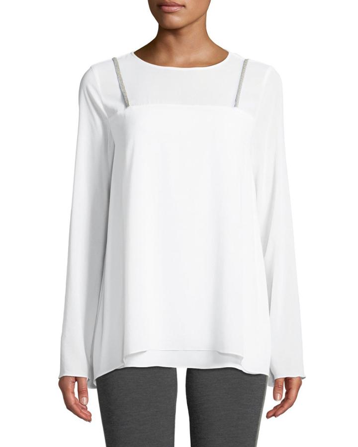 Monili-strap Stretch Silk Georgette Top