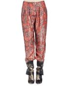 Metallic-print Pajama Pants, Fire Red